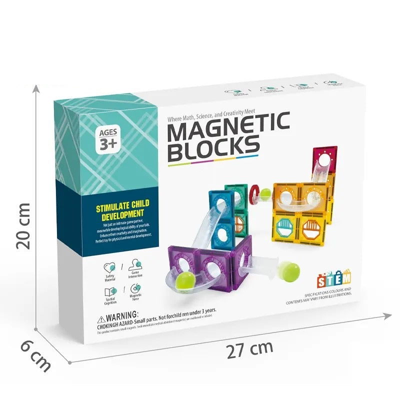 Multicolour Magnetic Tile & Pipeline 3D Blocks 25 Pcs