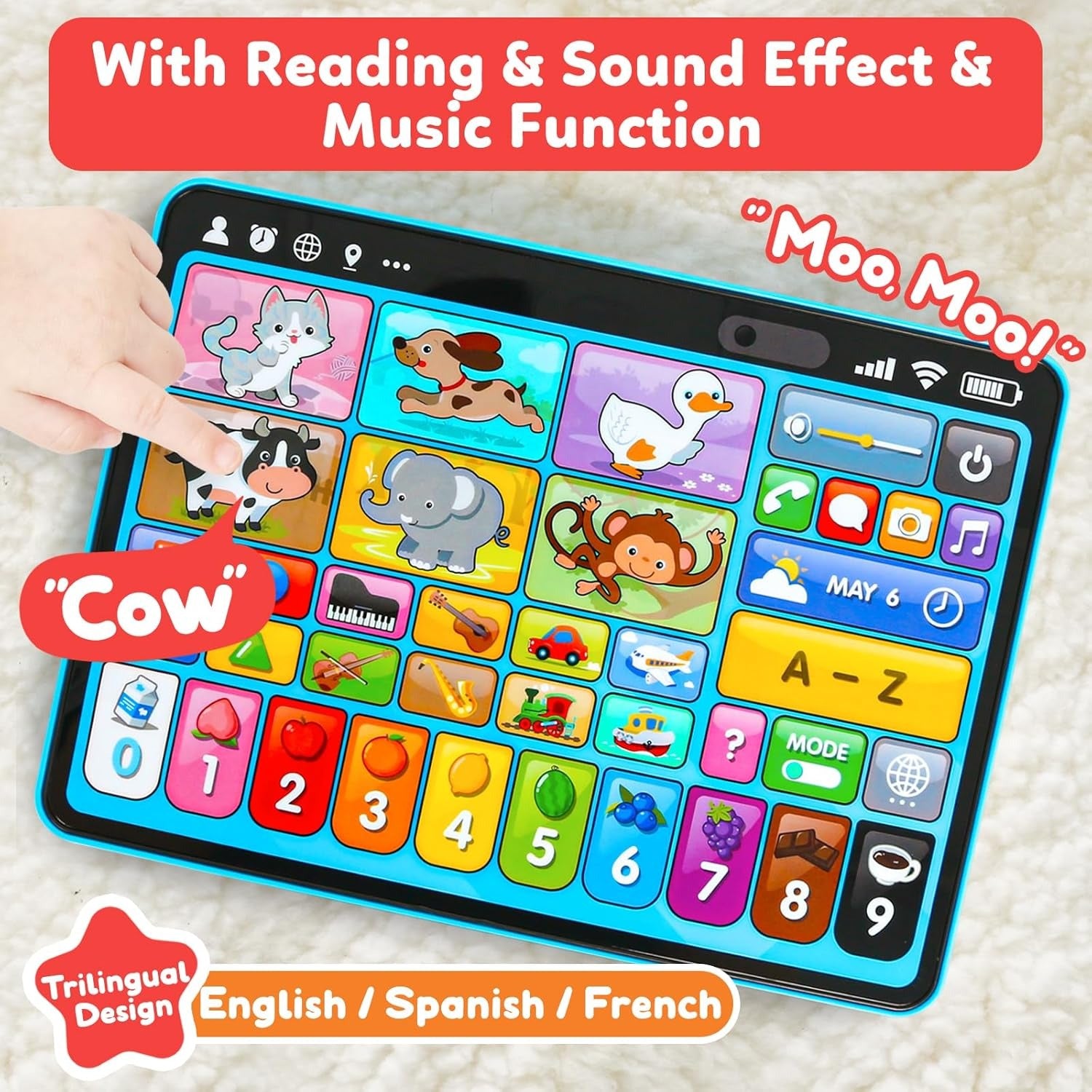 Musical Tablet With Lights & Animal Sounds