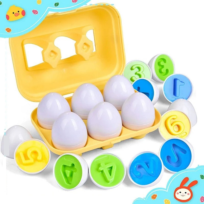 Matching Colors & Numbers Smart 6 Eggs Tray Set