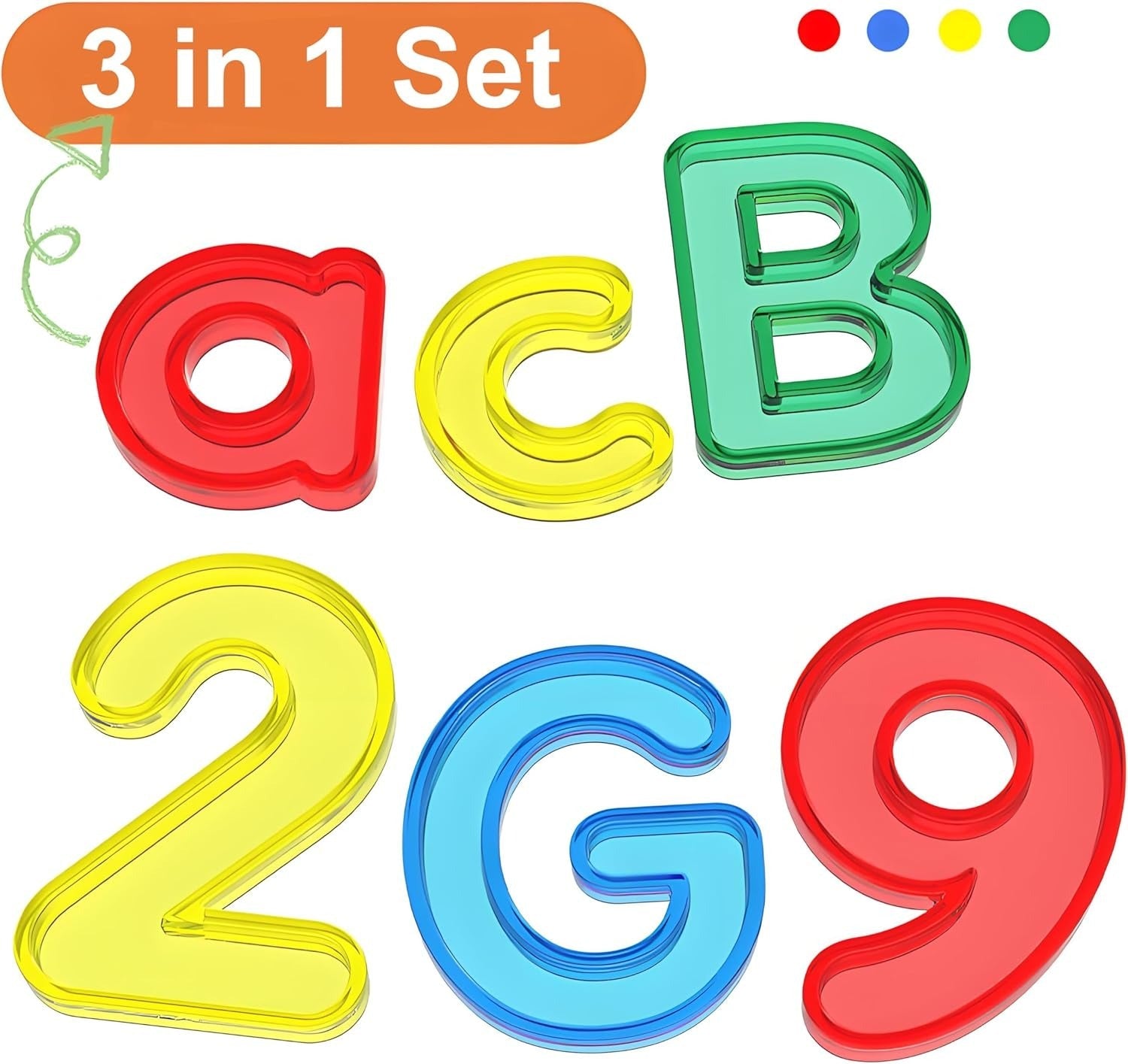 3 In 1 Transparent Letters & Numbers Jar 66 Pcs