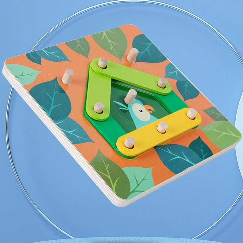 Wooden Bar Shaped Assembled Puzzle Board With Flash Cards