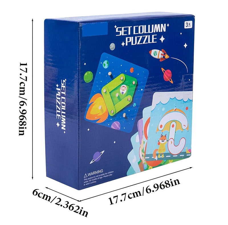 Wooden Bar Shaped Assembled Puzzle Board With Flash Cards