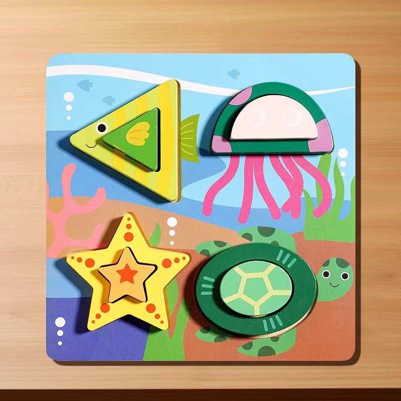 Wooden 3D Montessori Inshape Sorting Board