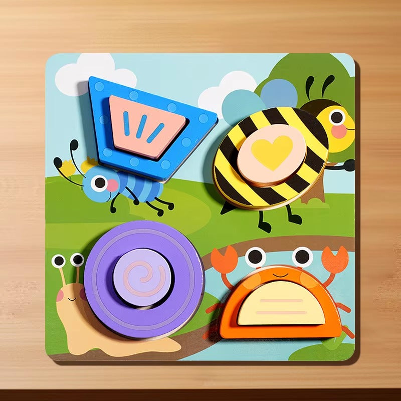 Wooden 3D Montessori Inshape Sorting Board
