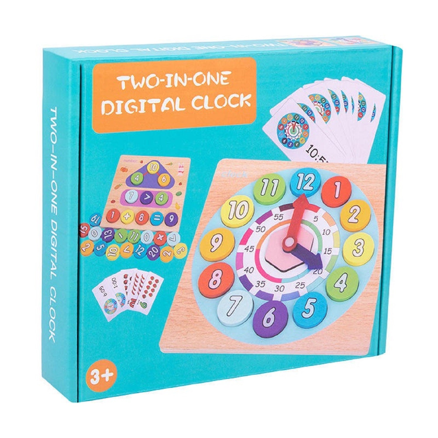 Wooden 2-in-1 Digital Numbers & Digital Clock