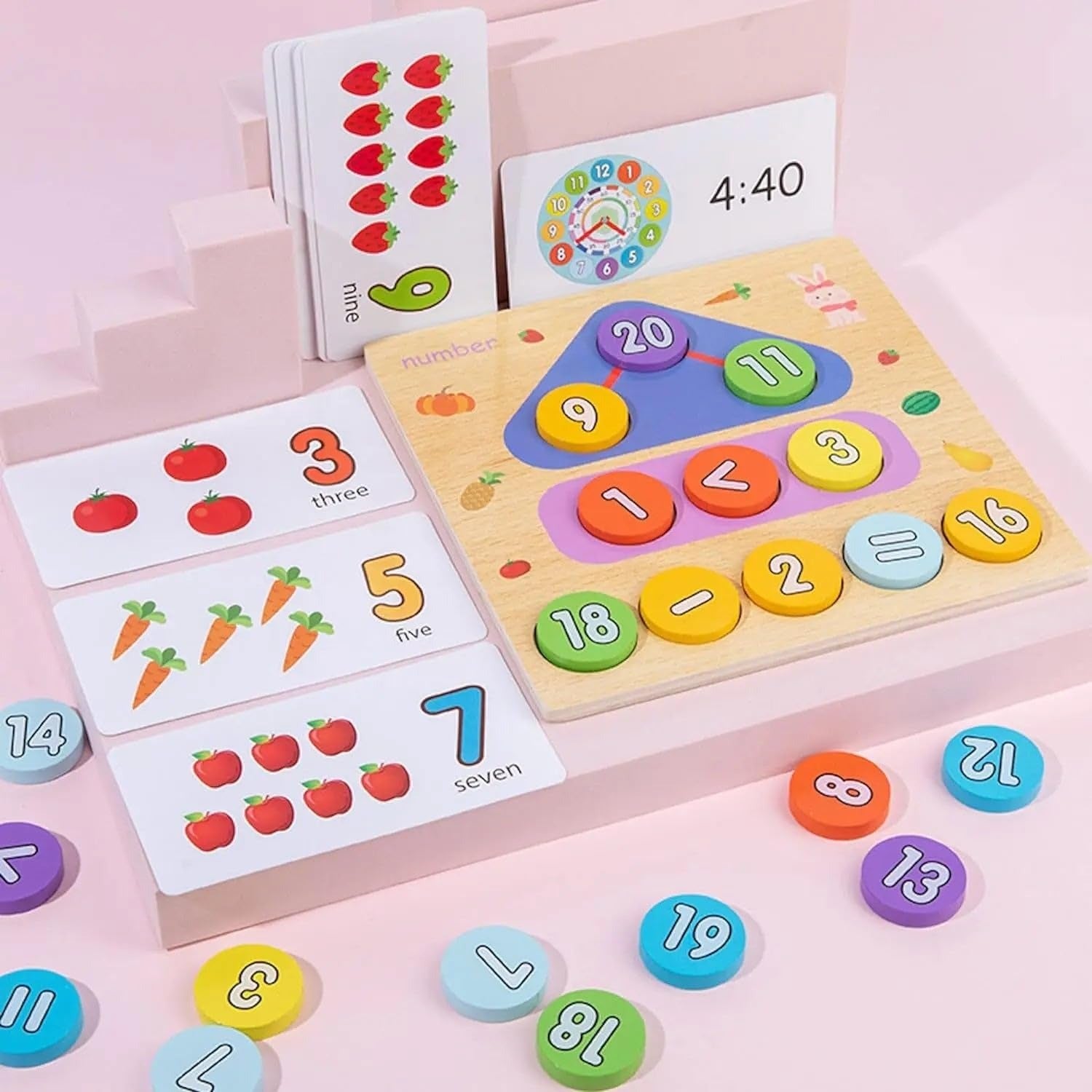 Wooden 2-in-1 Digital Numbers & Digital Clock