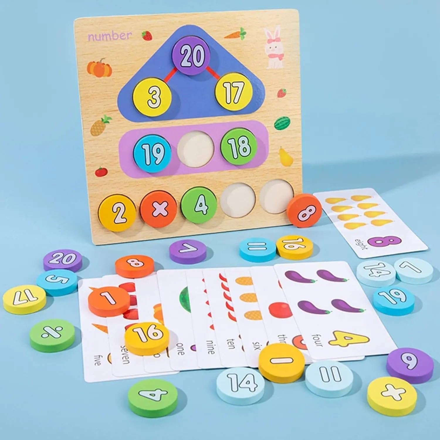 Wooden 2-in-1 Digital Numbers & Digital Clock