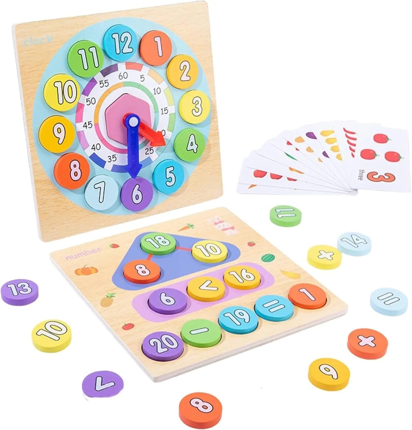 Wooden 2-in-1 Digital Numbers & Digital Clock