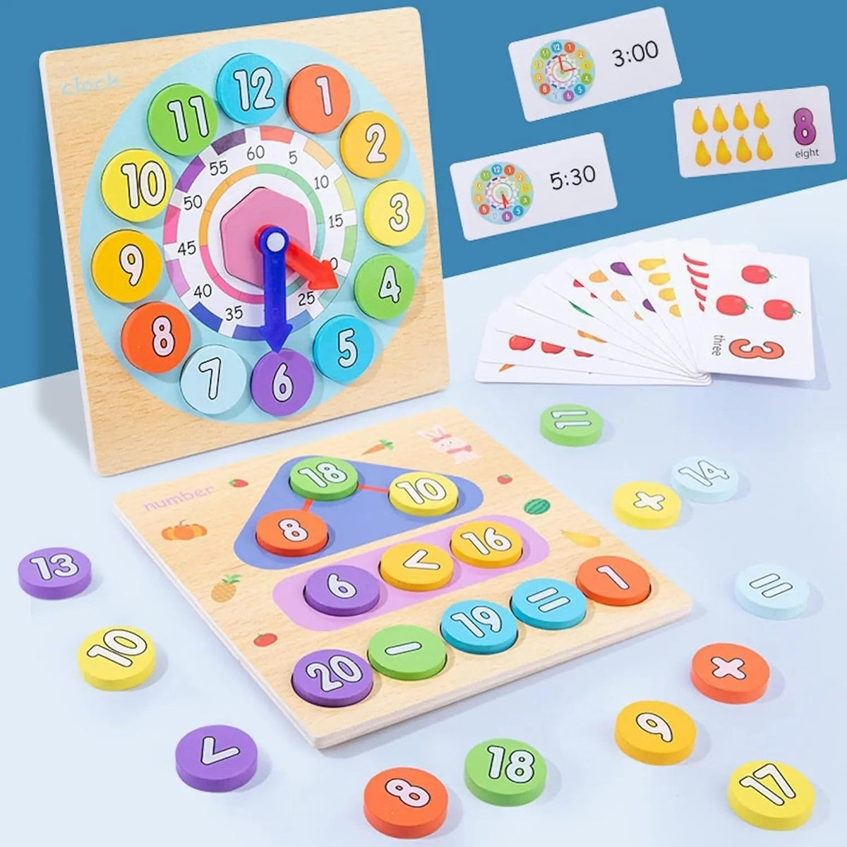 Numbers Puzzle Clock Wooden 2-in-1 Numbers Activity & Digital Clock – MGT Toys