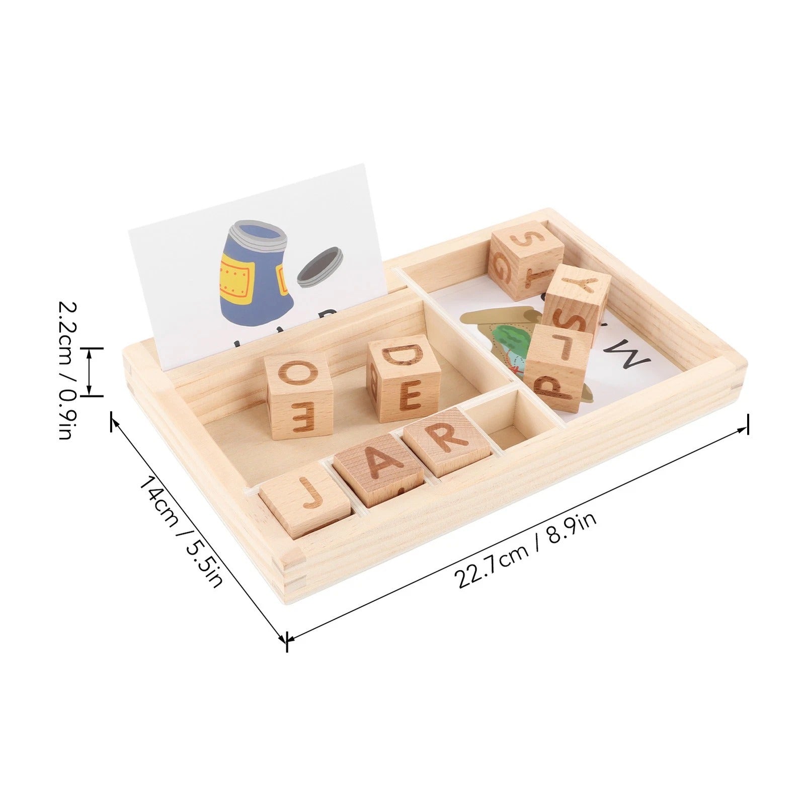 Wooden Alphabet Blocks Spelling Game With Cards