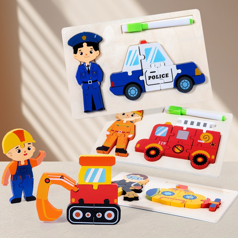 Wooden 3D Jigsaw Puzzle Board With Drawing Area