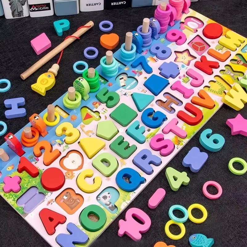 Wooden 8 in 1 Montessori Logarithm Busy Board