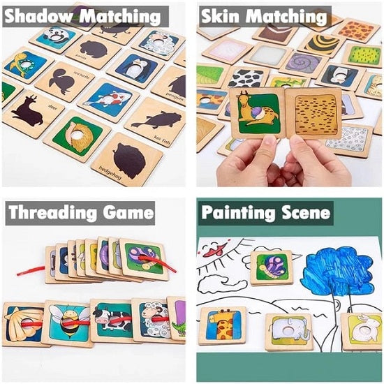Wooden Animal Skin Shadow Matching Jigsaw Puzzles