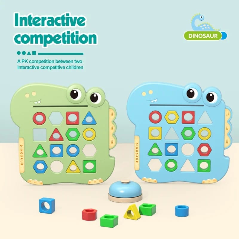 Multicolour Dinosaur Theme Shapes Maching 2 Players Challenging Game