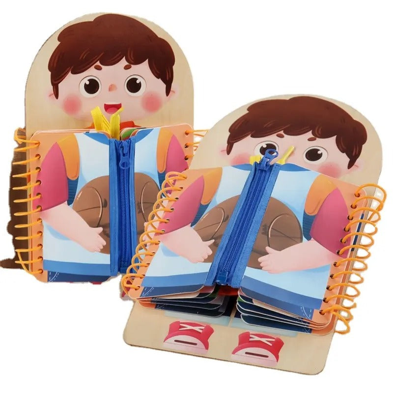 Wooden Montessori 3D Folding Cloth Book Busy Board