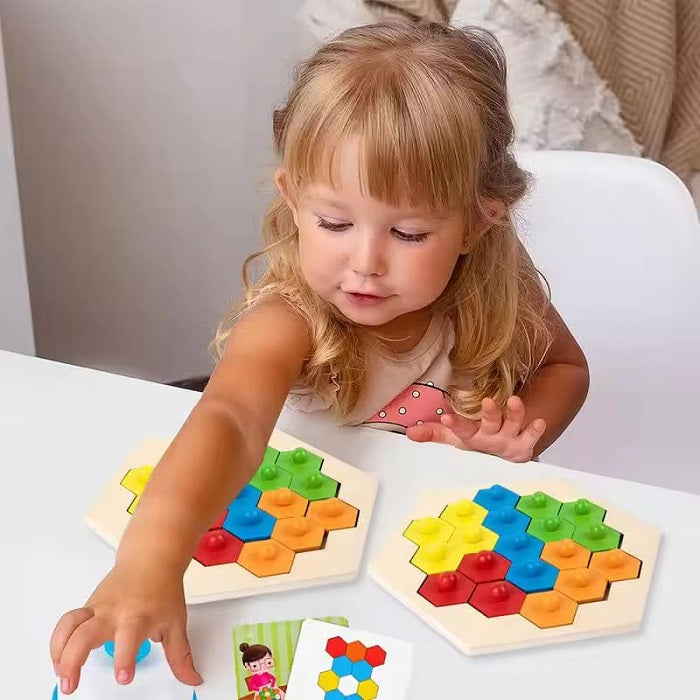 Wooden Honeycomb Shape Puzzles 2 Players Challenge Game