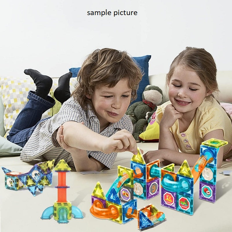 Multicolour Tile 3D Construction Building Blocks With Ball Track