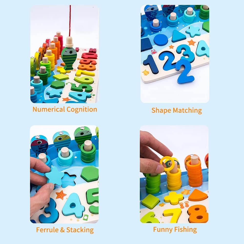 Wooden Logarithm 6in1 Activity Montessori Busy Board