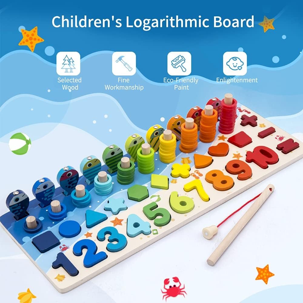 Wooden Logarithm 6in1 Activity Montessori Busy Board