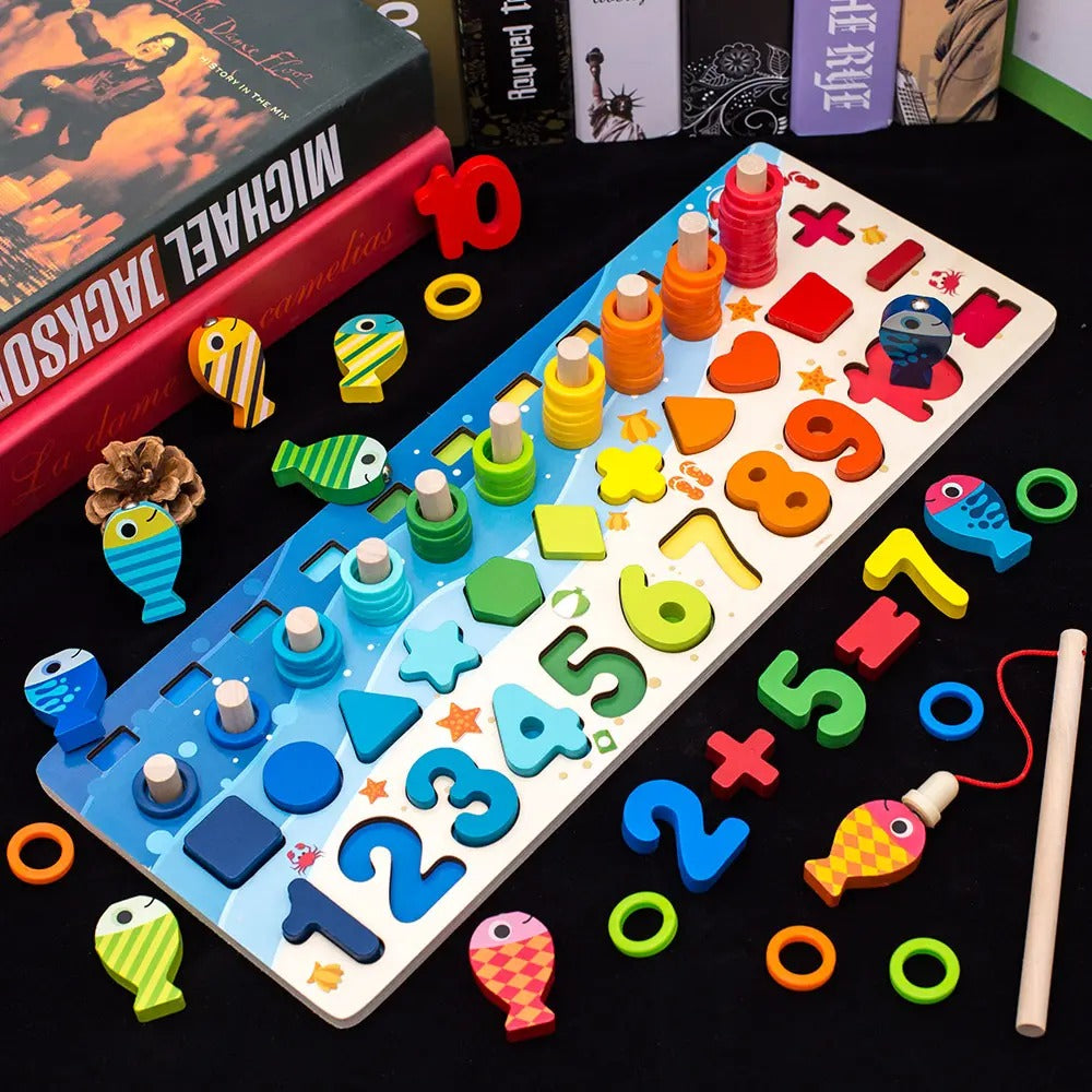Wooden Logarithm 6in1 Activity Montessori Busy Board