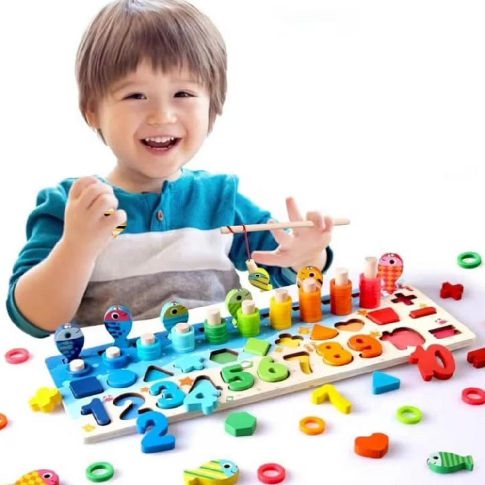 Wooden Logarithm 6in1 Activity Montessori Busy Board