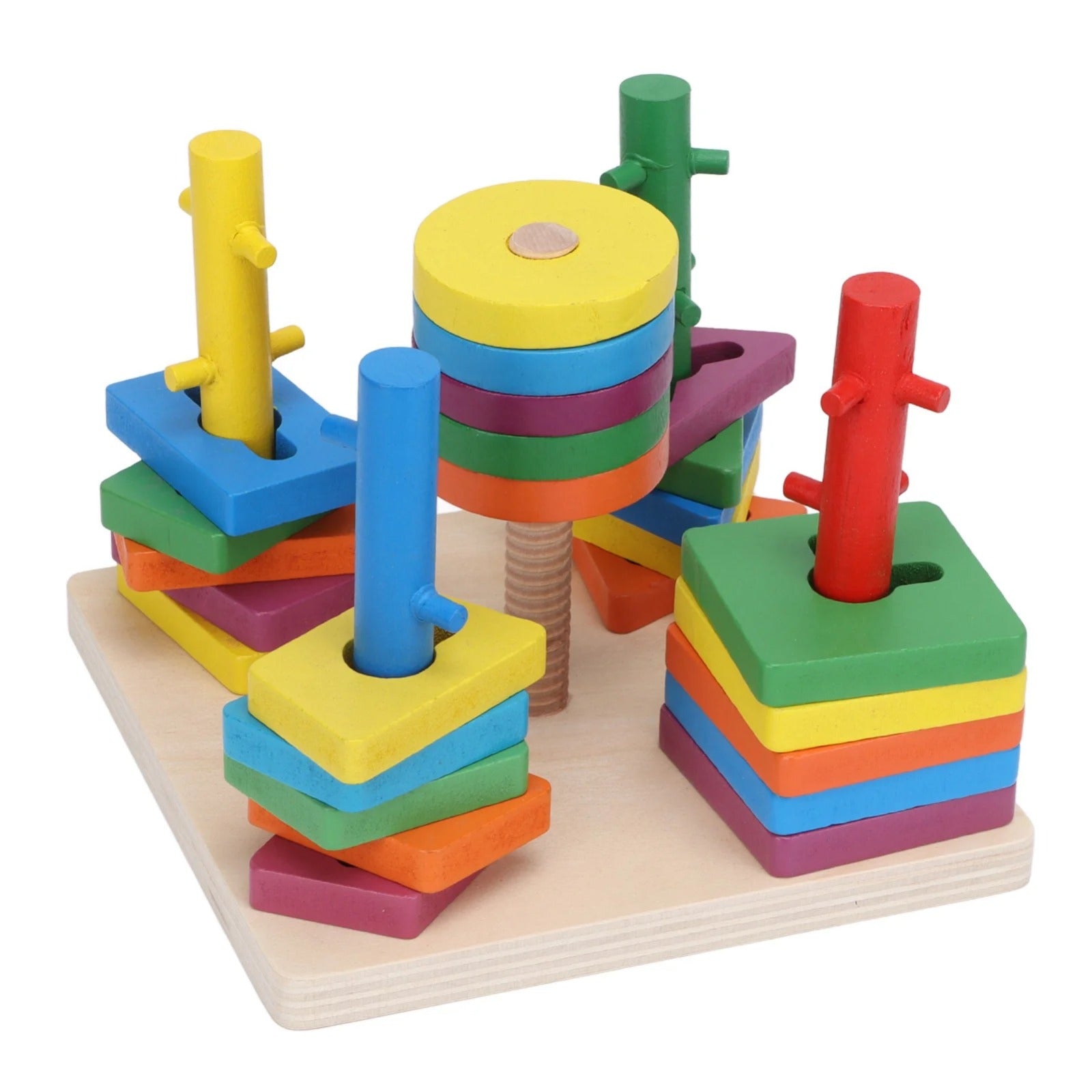 Wooden 5 Column Activity Geometric Shapes Sorter Set