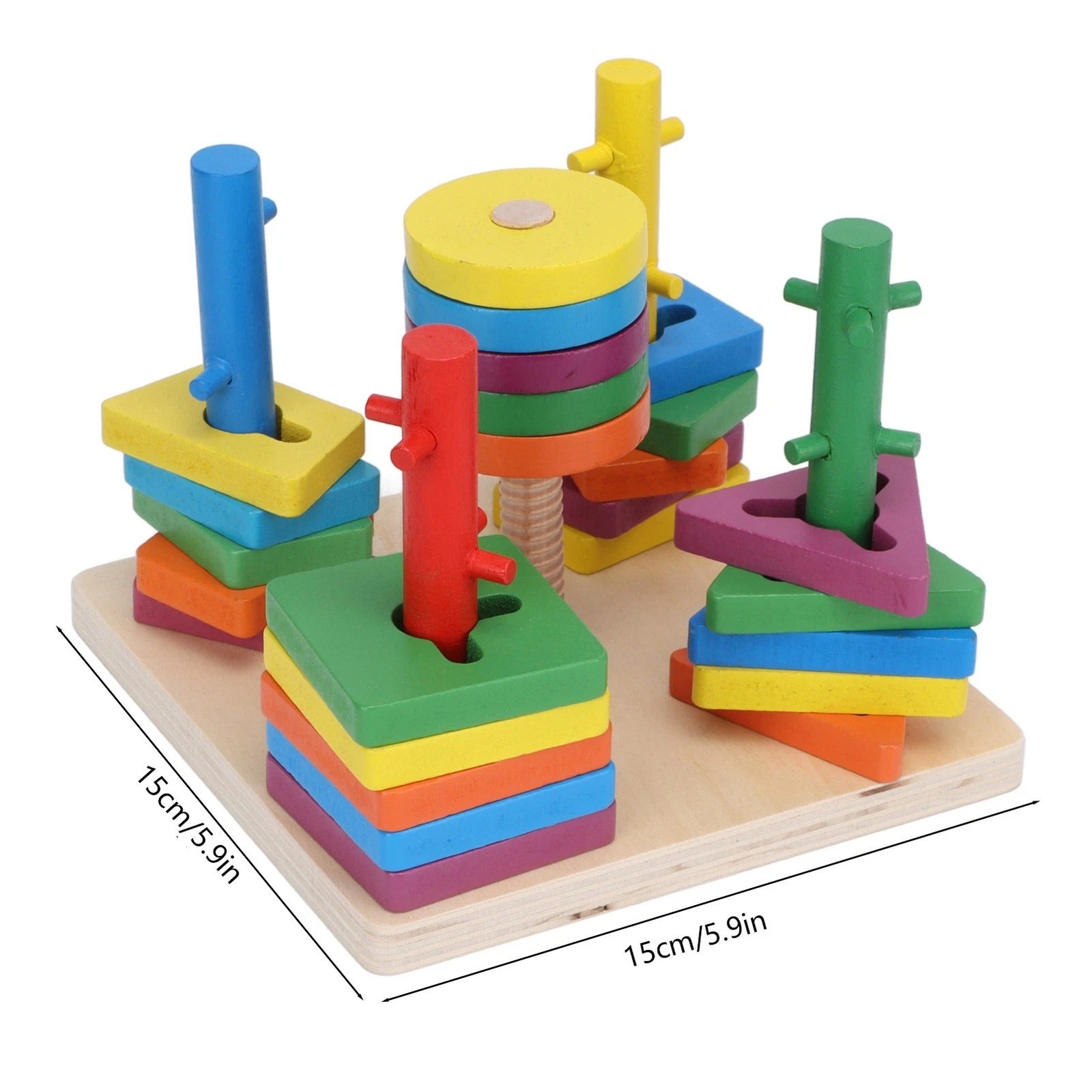 Wooden 5 Column Activity Geometric Shapes Sorter Set