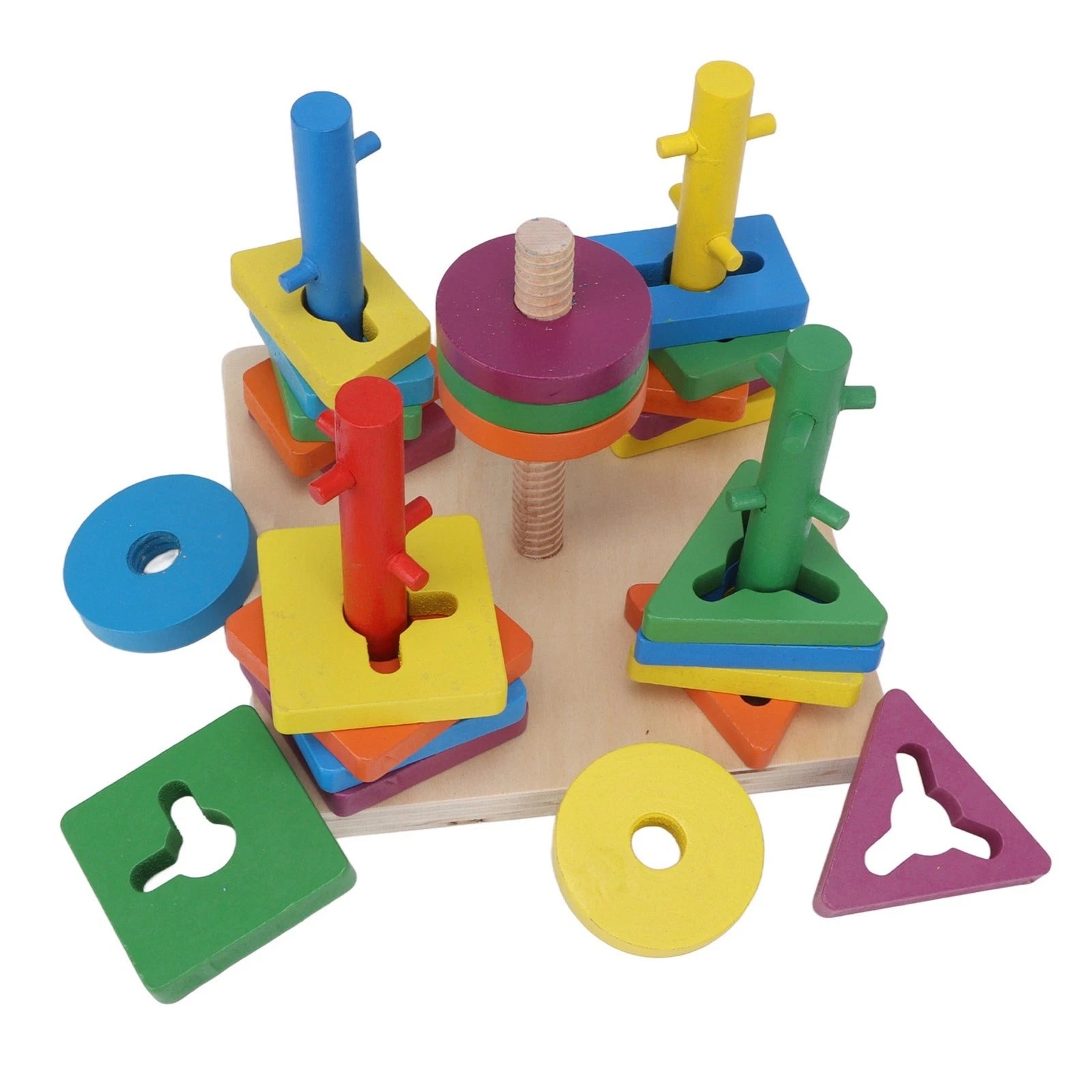 Wooden 5 Column Activity Geometric Shapes Sorter Set