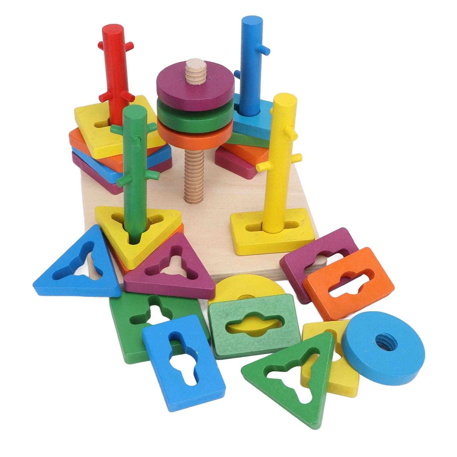 Wooden 5 Column Activity Geometric Shapes Sorter Set