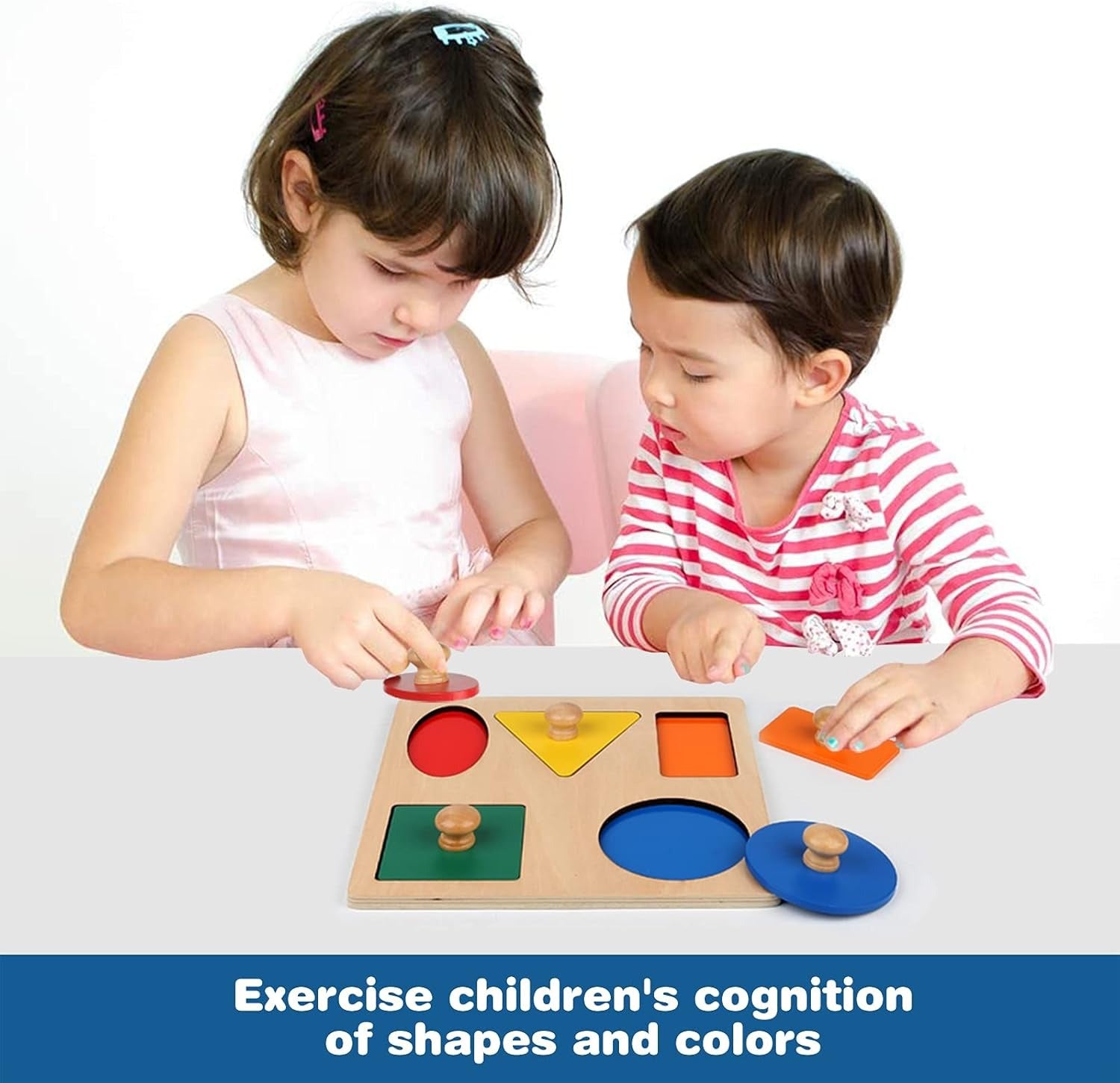 Montessori-Inspired Wooden Sorting Knob Board – 5 Essential Shapes