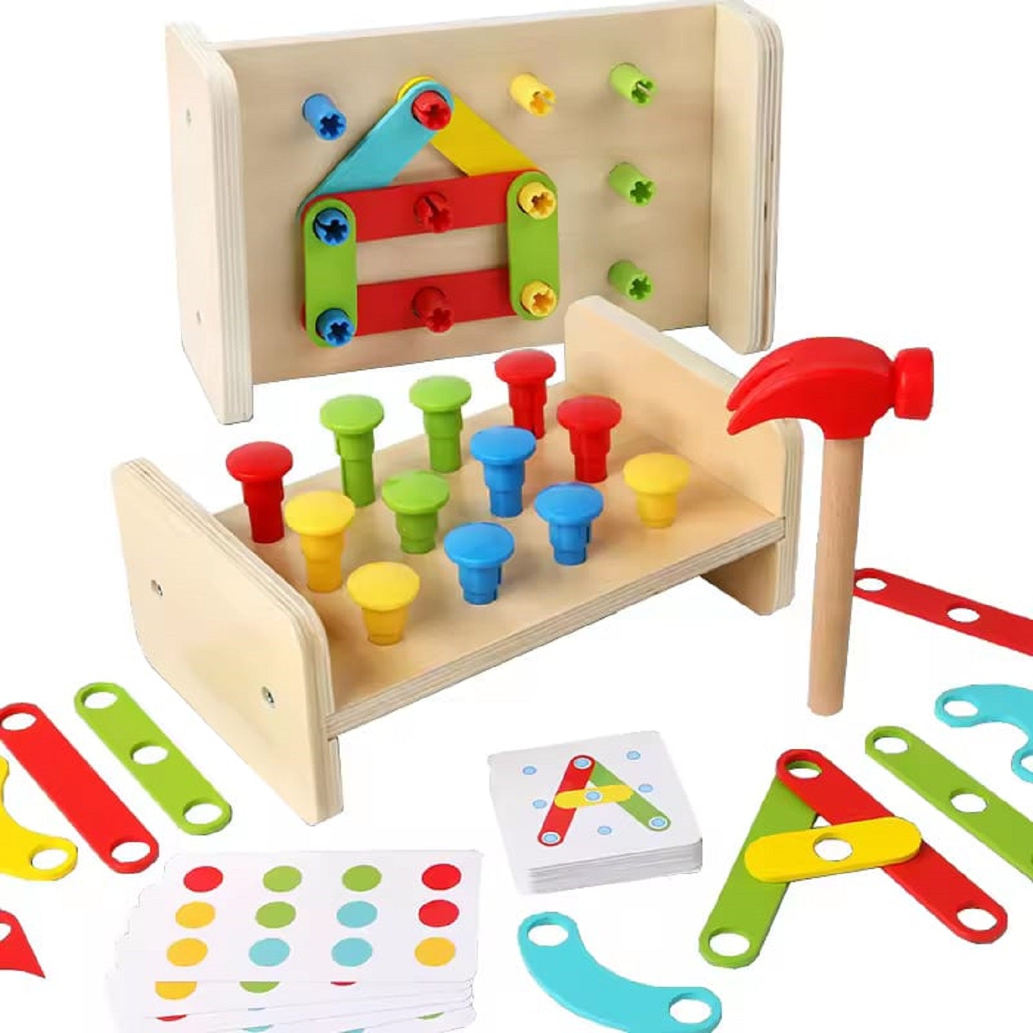 Wooden Montessori Knocking Nail Table & Versatile Puzzle Set