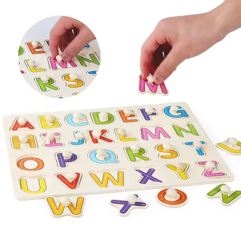 Wooden Sorting Peg Puzzle Knob Boards