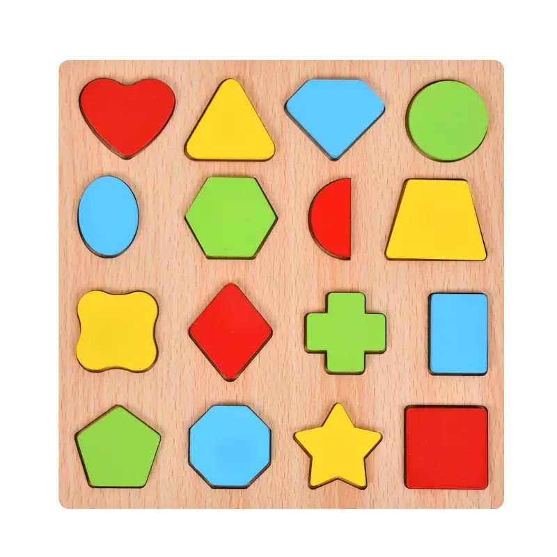 Wooden 3d Multicolor 16 Shapes Sorting Board