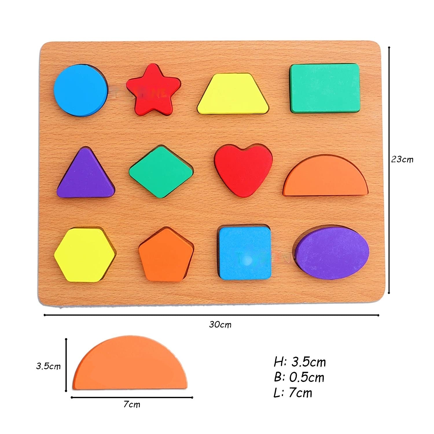 Wooden 3D Colorful Geometric Shapes Sorting Board