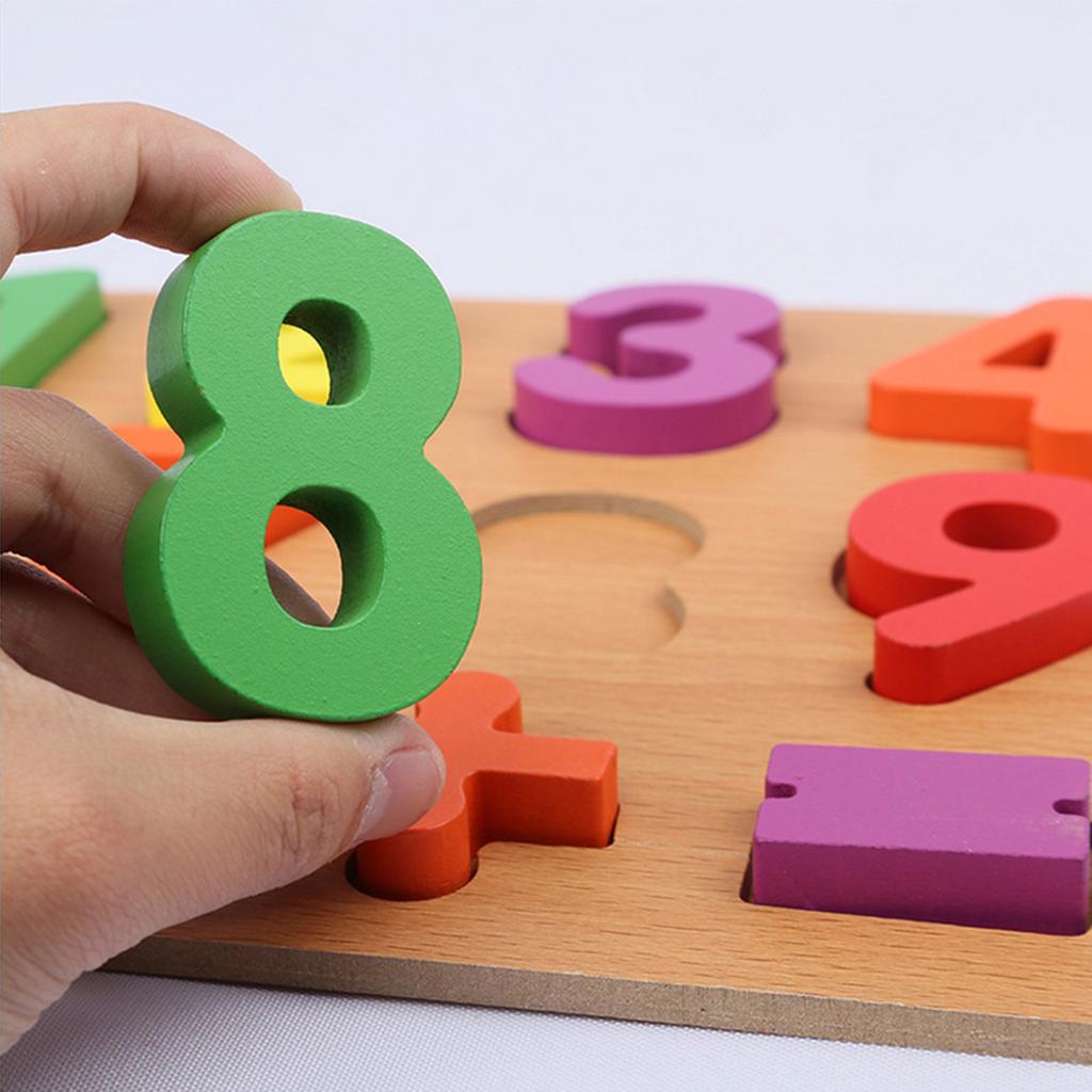 Wooden 3D Shapes & Numbers Sorting Board With Clock