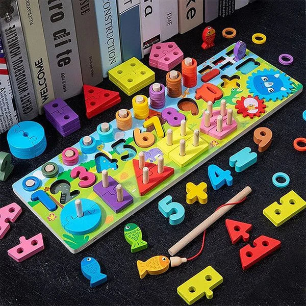 Wooden Multifunctional Montessori Activity 5 Column Board