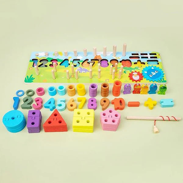 Wooden Multifunctional Montessori Activity 5 Column Board