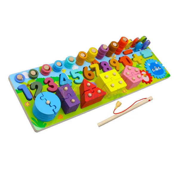 Wooden Multifunctional Montessori Activity 5 Column Board