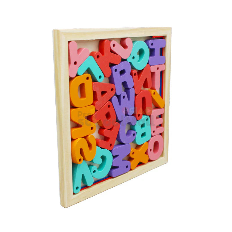 Wooden 3D Alphabet & Numbers Lacing Activity Tray