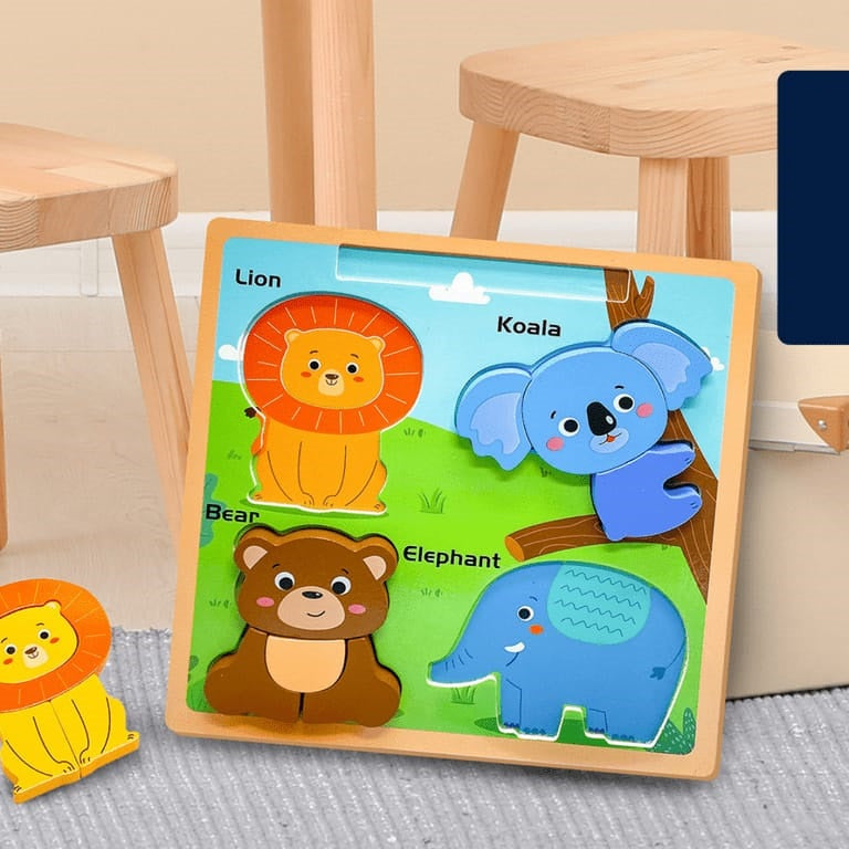 Wooden Wild Animal Sorting & Drawing Board – MGT Toys