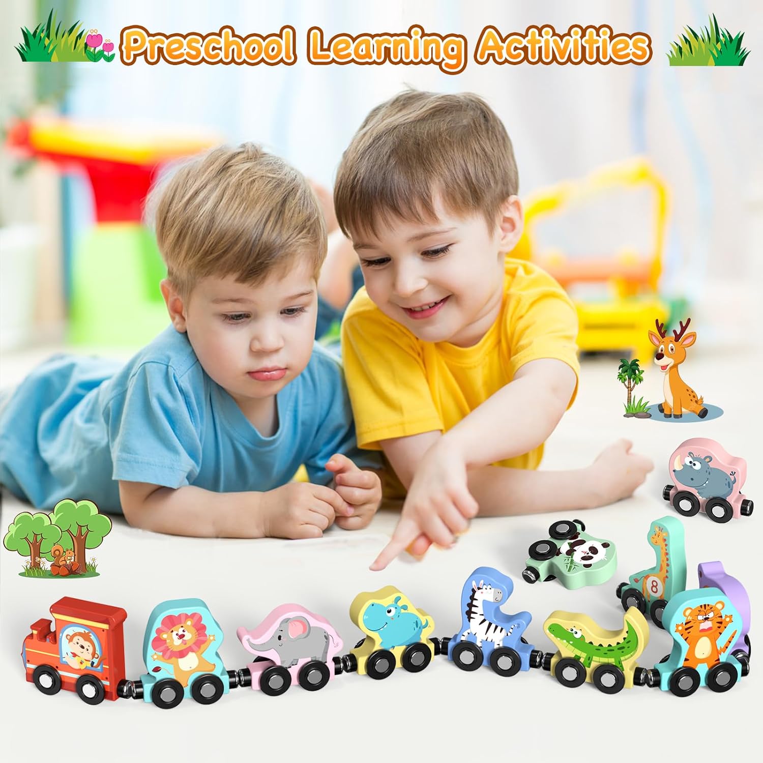 Wooden Magnetic Multicolor Characters Train
