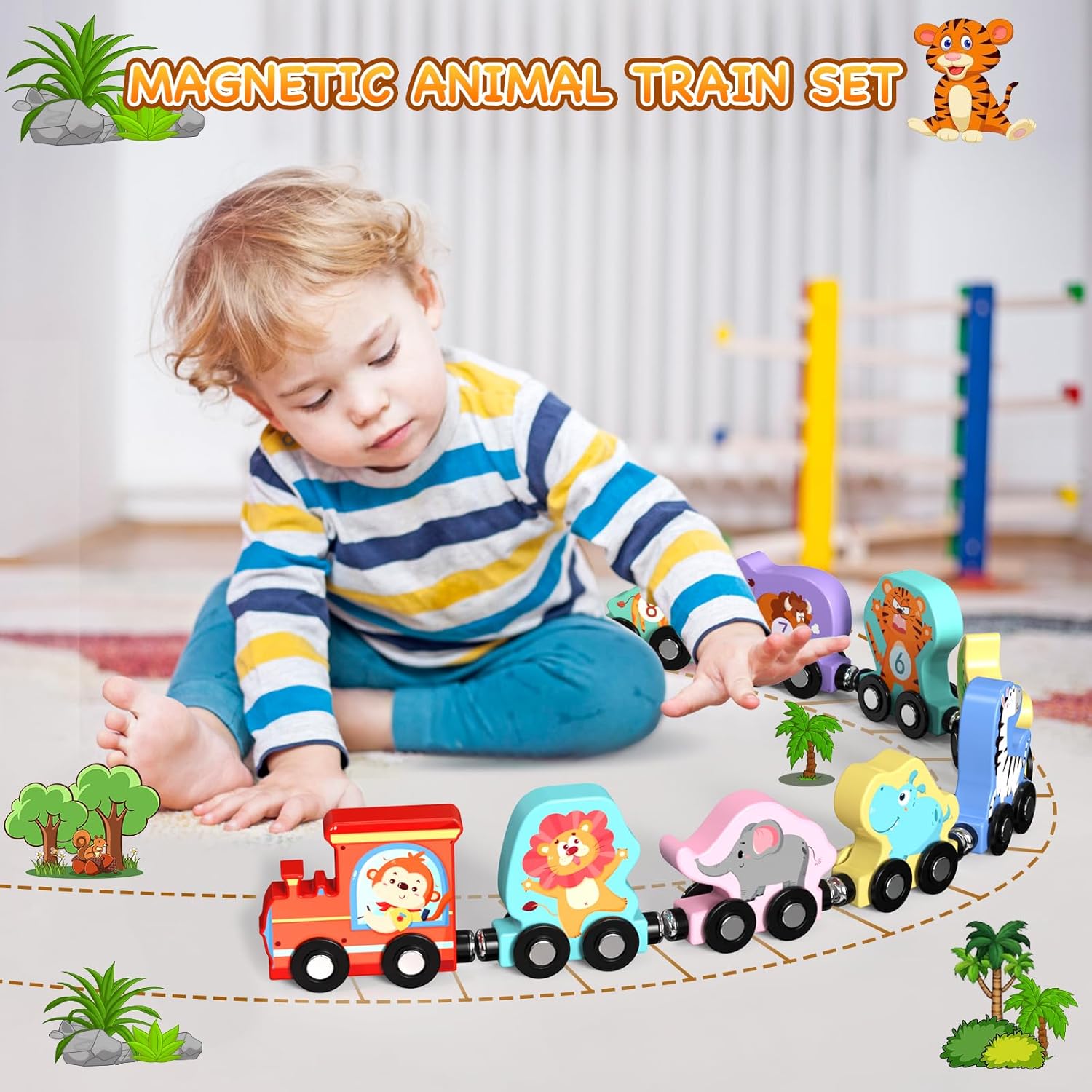 Wooden Magnetic Multicolor Characters Train
