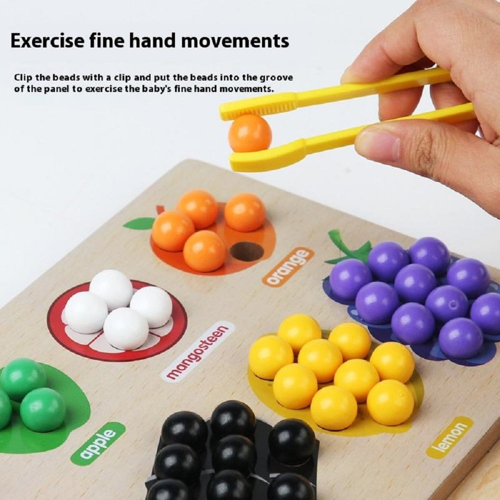 Wooden Rainbow Beads Fruits Sorting Game