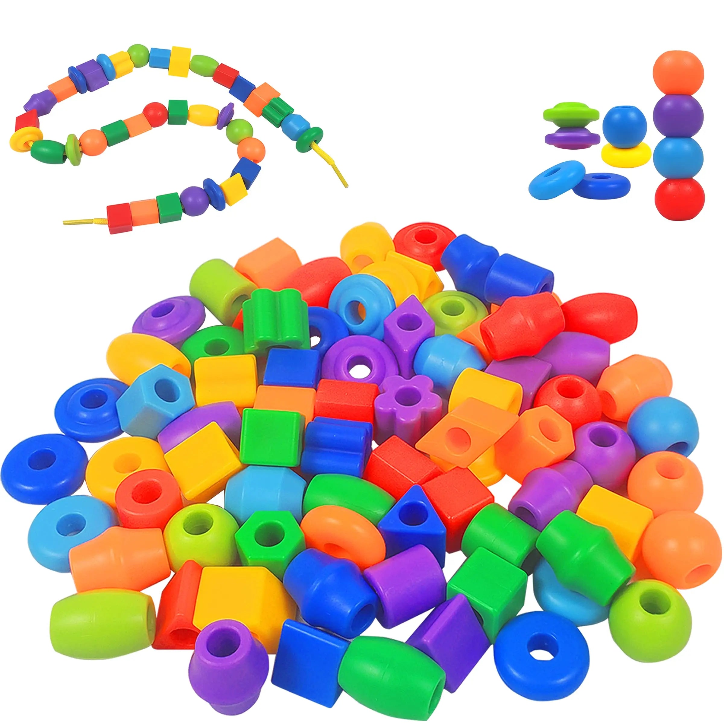 Multicolor Lacing & Threading Beads & Blocks 106 Pcs Set