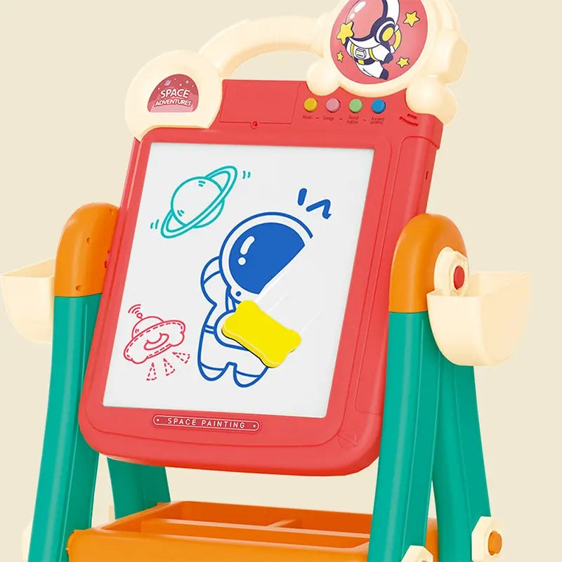 2in1 Double Sided Brick Game & Drawing Stand Table For Kids