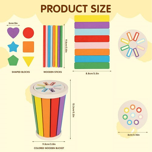 Wooden Montessori Color Sorting Activity Bucket – MGT Toys