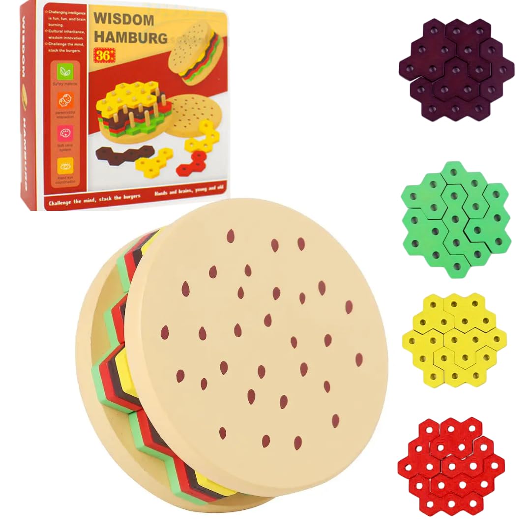 Wooden Wisdom Hamburger Brain-Boosting Fun & Educational Puzzle