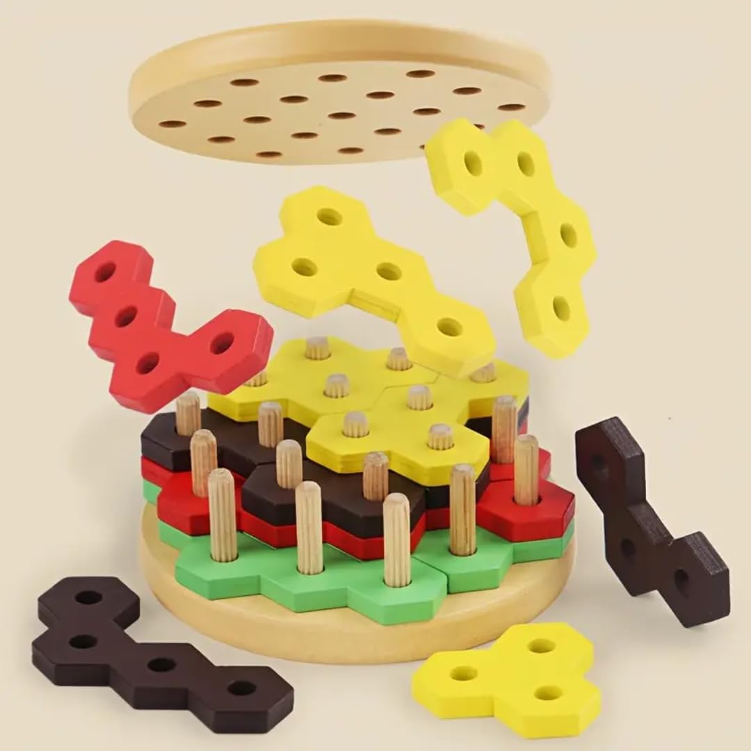 Wooden Wisdom Hamburger Brain-Boosting Fun & Educational Puzzle
