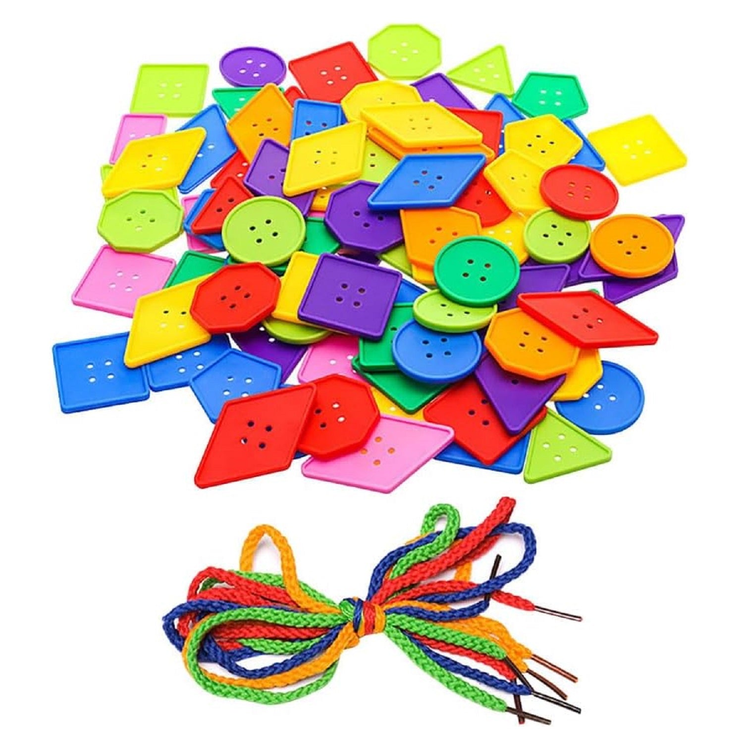 Colorful Shape Buttons Lacing Threading Activity Set
