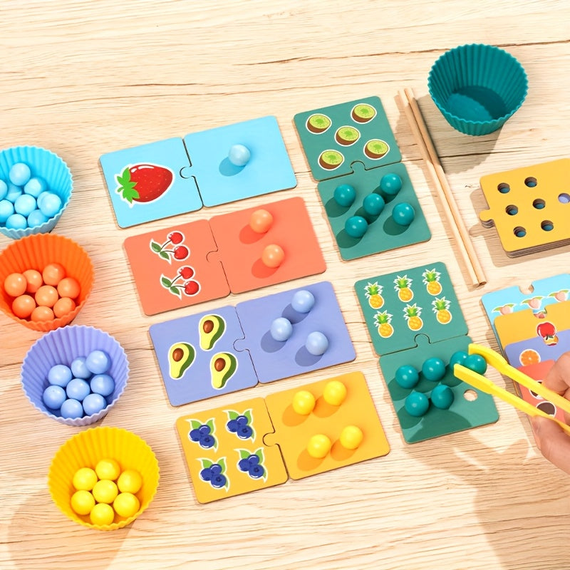 Wooden Montessori Color Beads & Puzzle Matching Game – MGT Toys